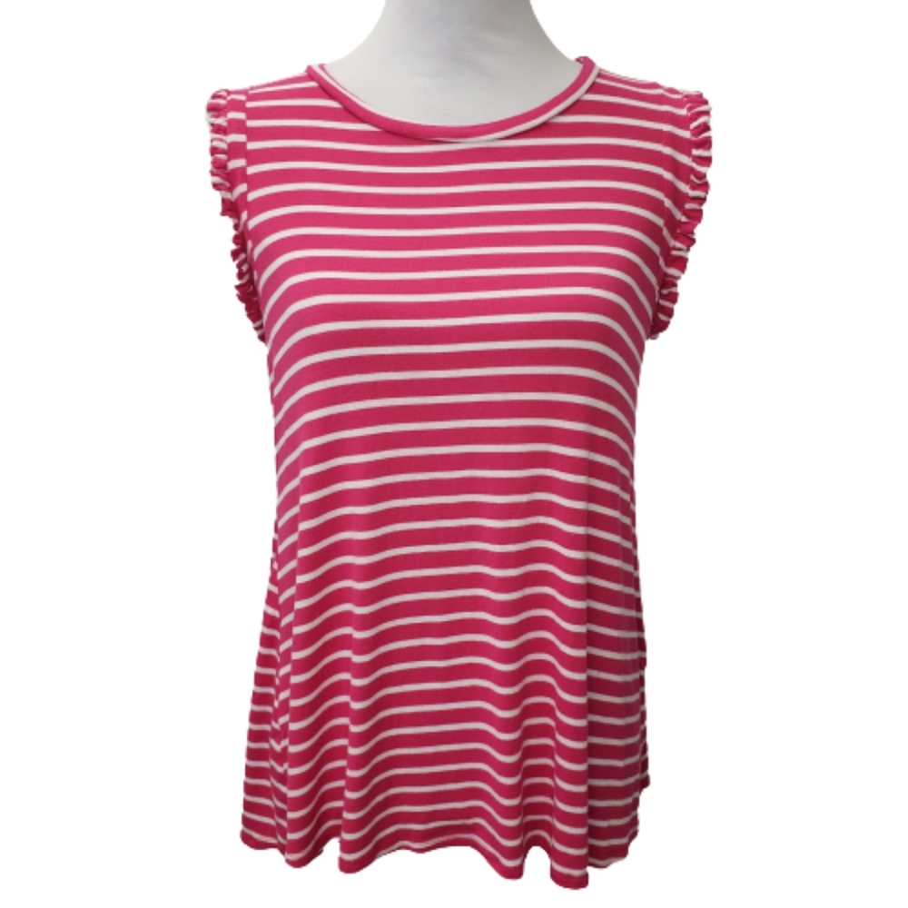 12PM by Mon Ami Tank Top Ruffle Sleeveless Striped